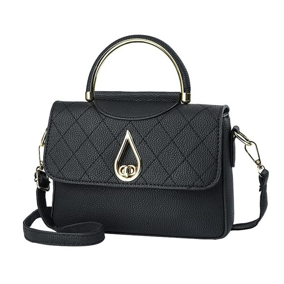 Small Leather Handbag Tote Shoulder Crossbody Bag Black :3 - Picture 1 of 7